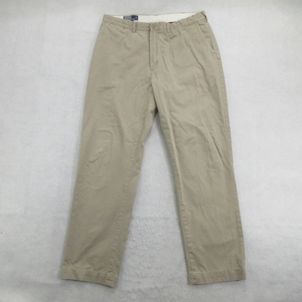 Polo Ralph Lauren Mens Prospect Chino Pants 37x32 Beige Pleated Cuffed